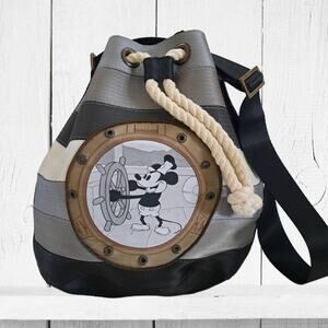 HARVEYS Disney Steamboat Willie Berkeley Bucket Tote Gray Seatbelt Bag